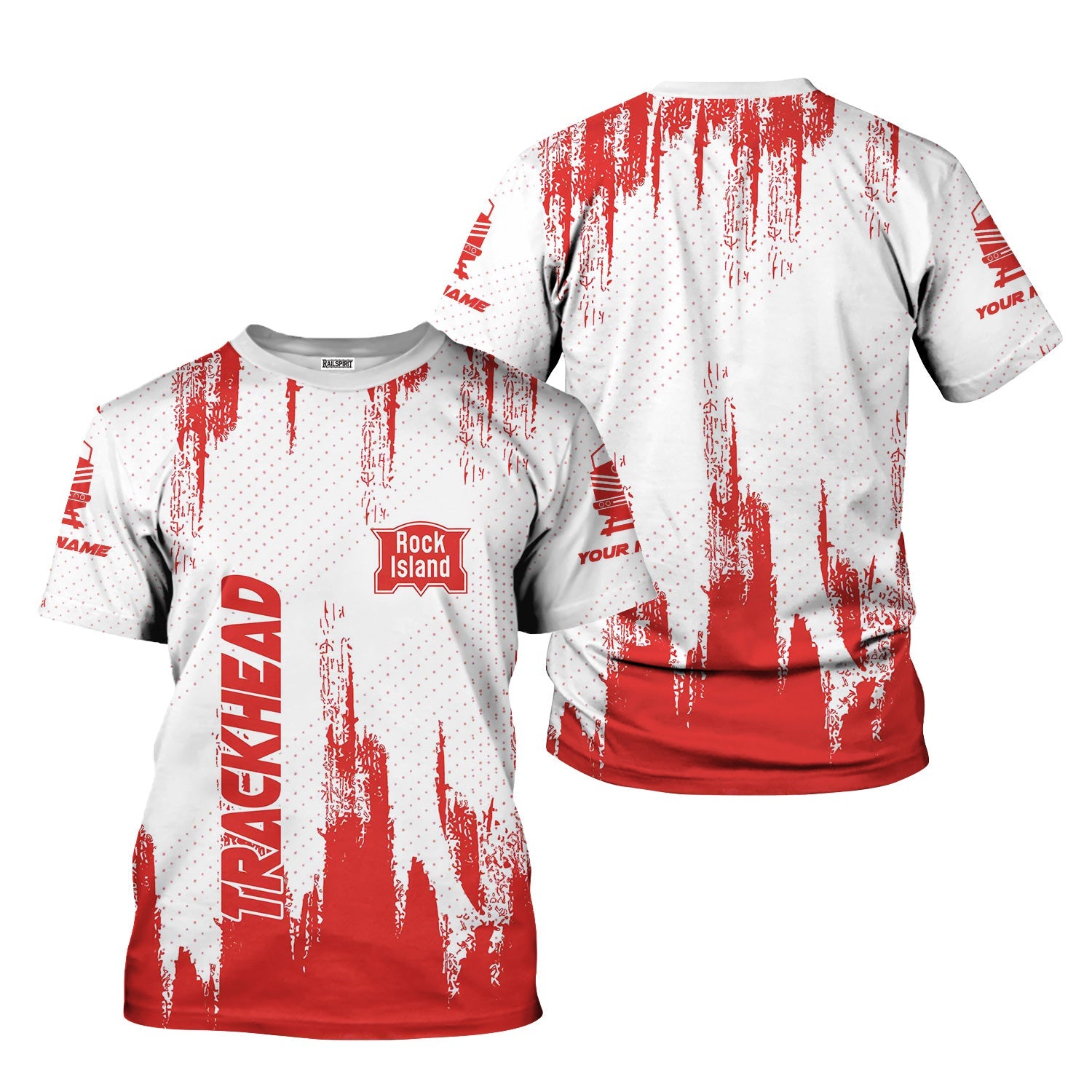 Railspirit Personalized Chicago, Rock Island and Pacific Railroad T-Shirt Paint Impact Design Rock Island Railroad Train Shirt for Trackhead