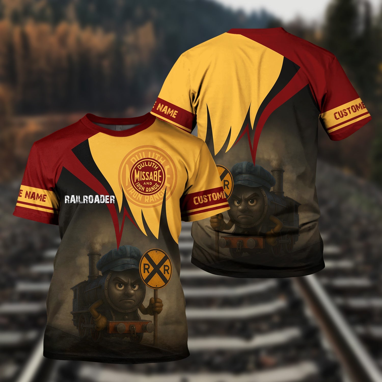 Railspirit Personalized Duluth, Missabe, & Iron Range Railroad T-Shirt Angry Train Shirt Gift Idea For Train Lover