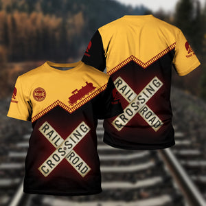 Railspirit Personalized Duluth, Missabe, & Iron Range Railroad T Shirt Railroad Crossing Printed Train Track Shirt
