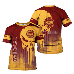 Railspirit Personalized Duluth, Missabe, & Iron Range Railroad T-Shirt Skull Design with Custom Job Train Shirt for Trackhead Crew