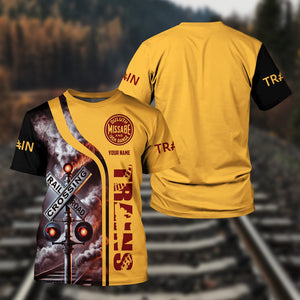 Railspirit Custom Name Duluth, Missabe, & Iron Range Railroad T Shirt Railroad Crossing Sign Train Shirt All Over Print
