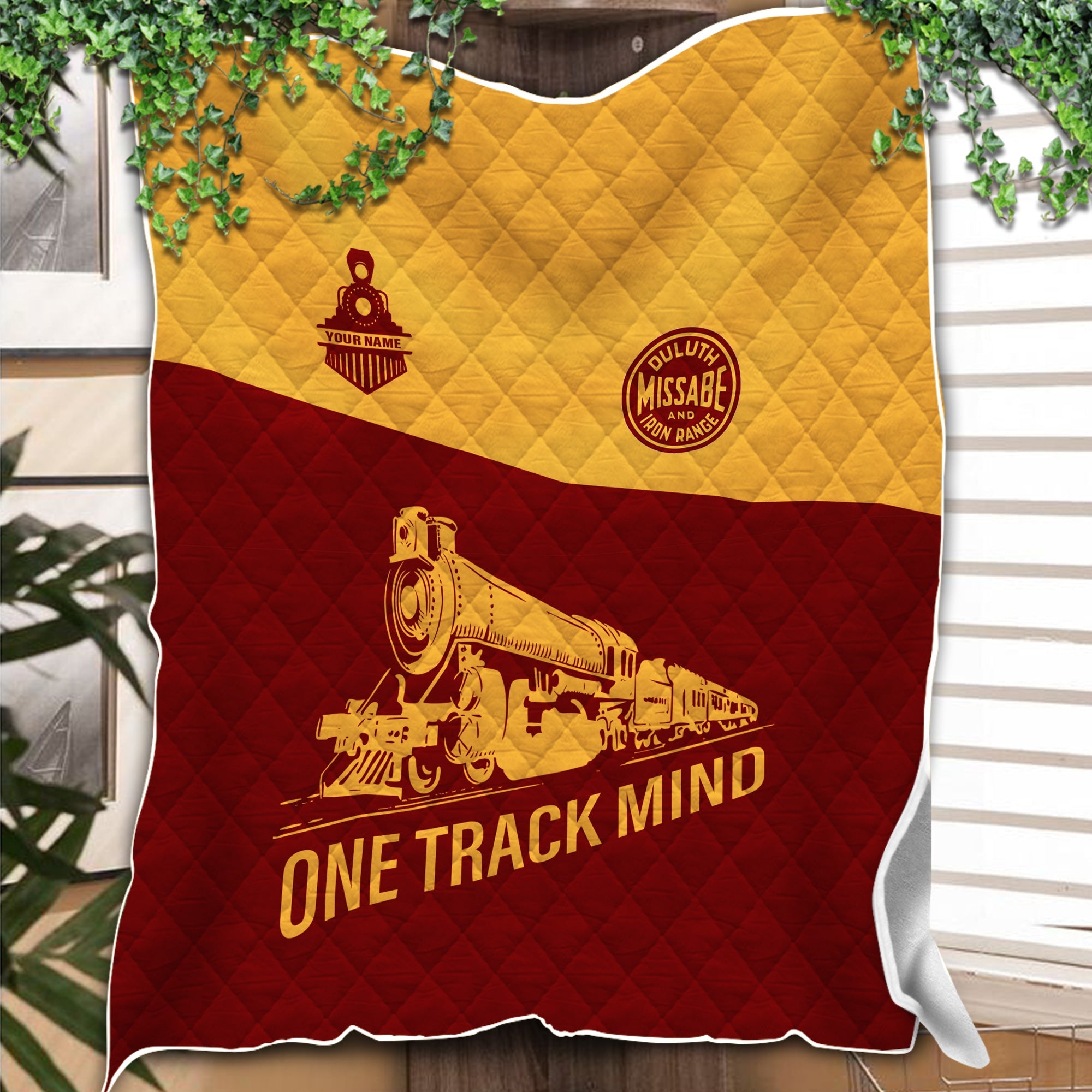 Railspirit Personalized Duluth, Missabe, & Iron Range Railroad Premium Quilt One Track Mind Train Premium Quilt Gift Idea For Train Lover