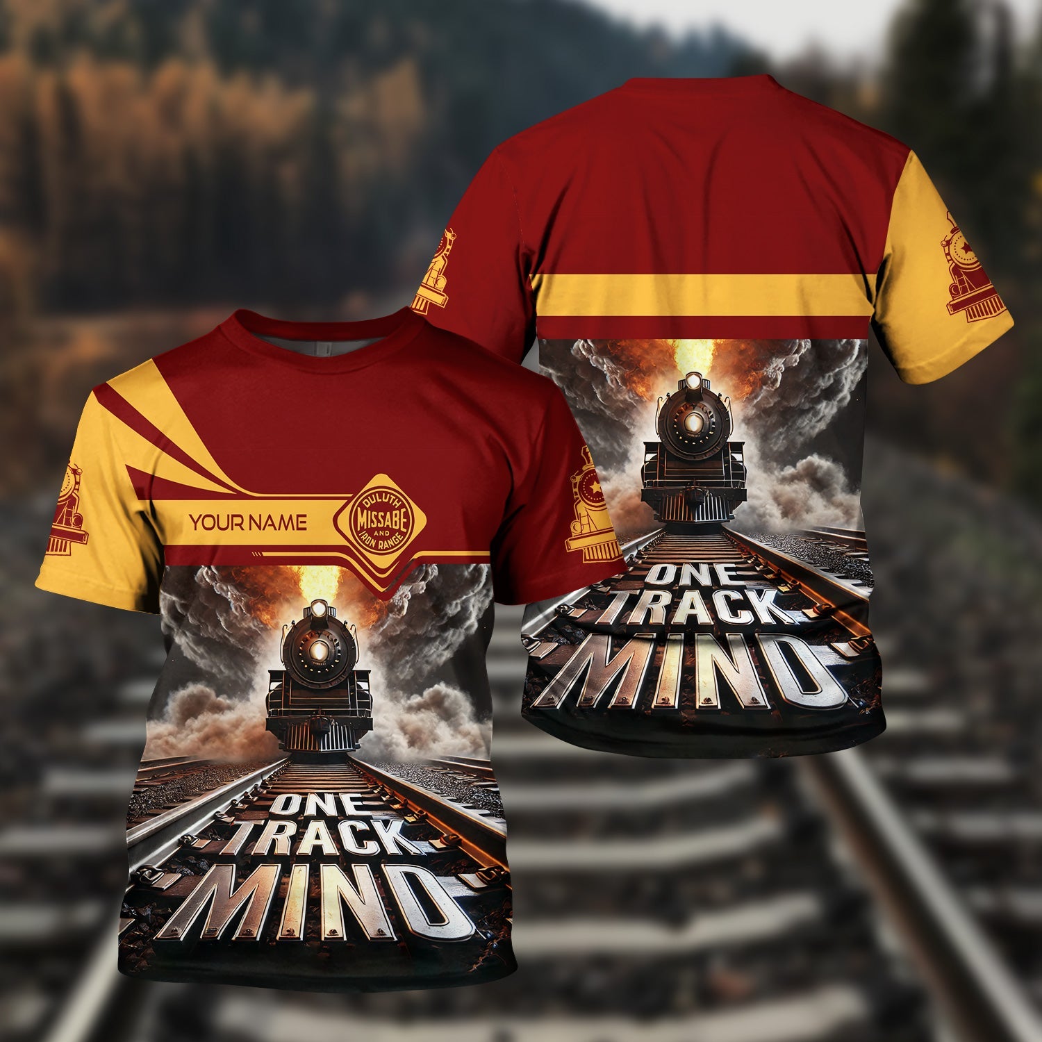 Railspirit Personalized Duluth, Missabe, & Iron Range Railroad T Shirt One Track Mind Train Printed Shirt