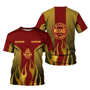 Railspirit Custom Name and Job Title Duluth, Missabe, & Iron Range Railroad T-Shirt Flame Graphic Train Shirt