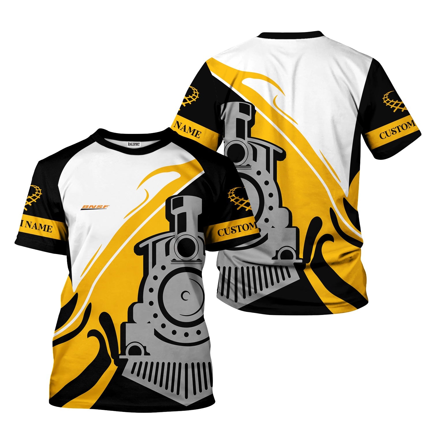 Railspirit Personalized BNSF Railway T-Shirt Flame-Inspired Style Shirt Gift Idea For Train Lovers
