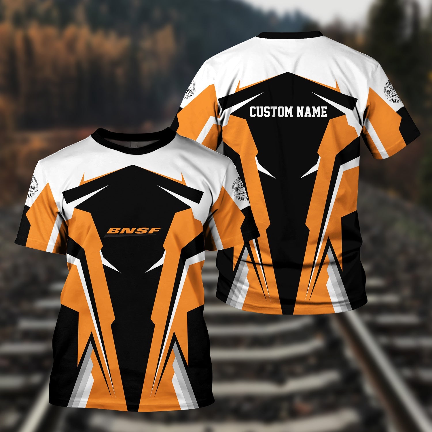 Railspirit Personalized BNSF Railway T Shirt Strong Line Style Train Unisex Shirt All Over Print