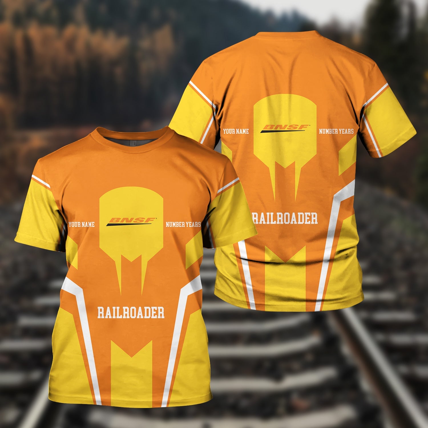 Railspirit Personalized BNSF Railway T-Shirt Custom Year Railroader Shirt Gift Idea For Train Lover