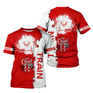 Railspirit Personalized The Chief Santa Fe Railroad T-Shirt Engine Heartbeat and Track Love Style Shirt Gift Idea For Train Lovers