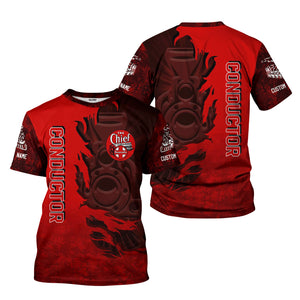Railspirit Personalized The Chief Santa Fe Railroad T-Shirt Blazing Style with Custom Position Train Shirt