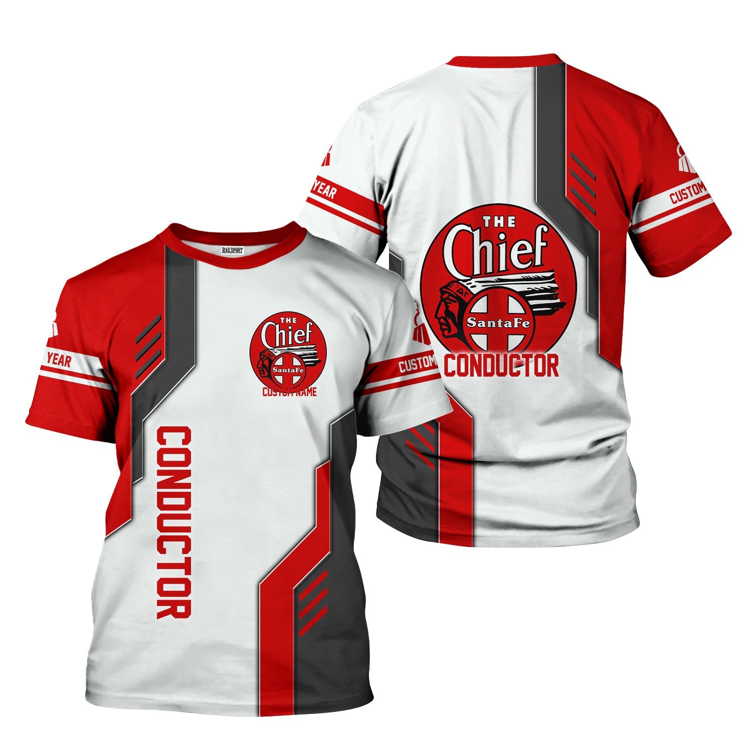 Railspirit Personalized The Chief Santa Fe Railroad T-Shirt Unique Railway Style with Custom Job Train Shirt