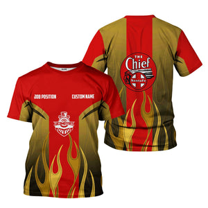 Railspirit Custom Name and Job Title The Chief Santa Fe Railroad T-Shirt Flame Graphic Train Shirt