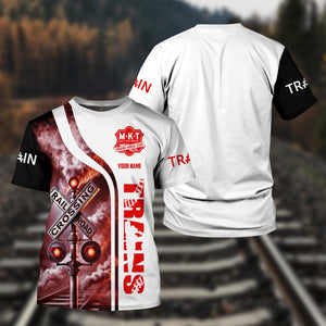 Railspirit Custom Name Katy Railroad T Shirt Railroad Crossing Sign Train Shirt All Over Print