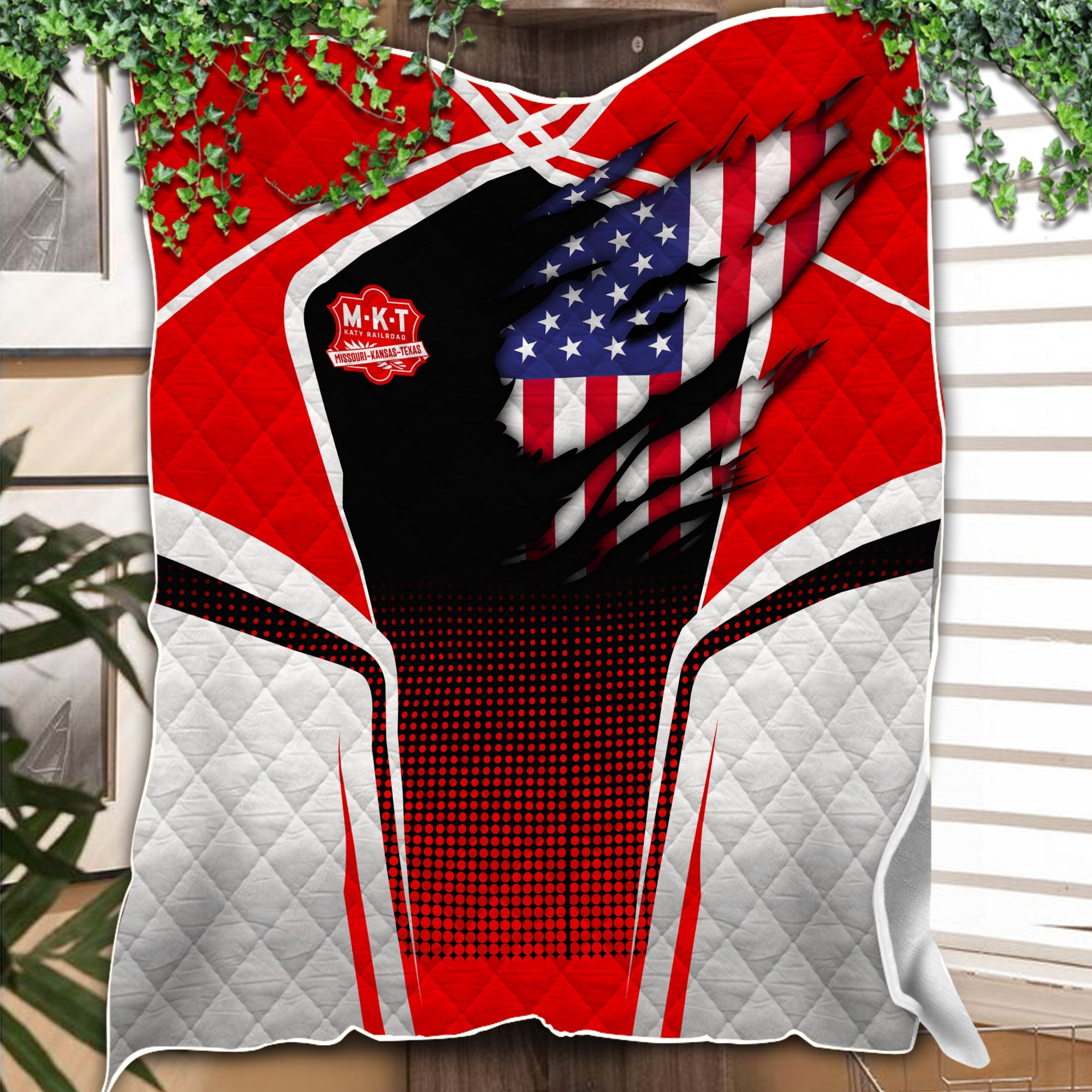 Railspirit Personalized Katy Railroad Premium Quilts American Vintage All Over Printed Premium Quilts