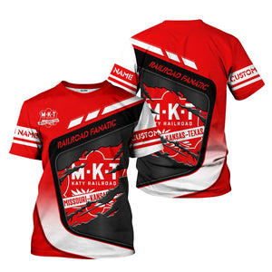 Railspirit Personalized Katy Railroad T-Shirt Ripped Texture Style Train Shirt For Railroad Fanatic