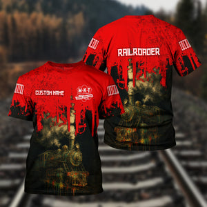 Railspirit Personalized Katy Railroad T-Shirt Vintage Train Art Style Shirt For Locomotive Fans