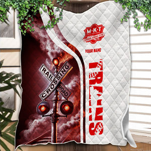 Railspirit Personalized Katy Railroad Premium Quilts Railroad Crossing Sign Quilts All Over Print