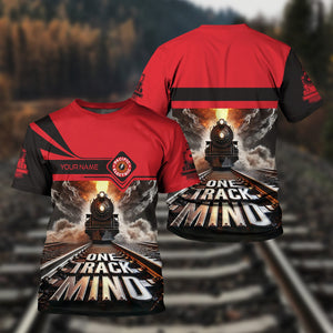 Railspirit Personalized Pacific Electric Railroad T Shirt One Track Mind Train Printed Shirt