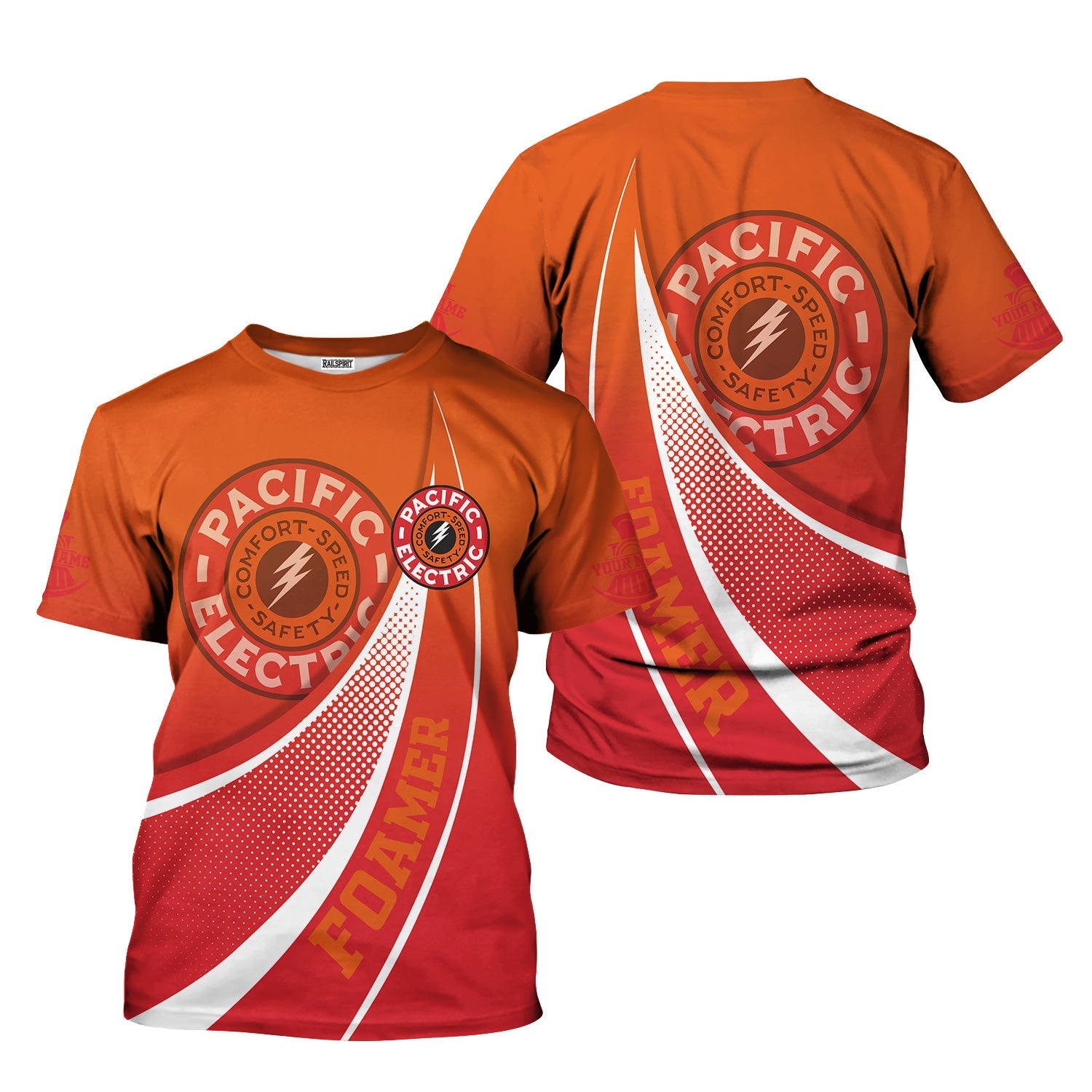 Railspirit Personalized Pacific Electric Railroad T-Shirt Railway-Themed Style Shirt Gift Idea For Trainspotter