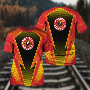 Railspirit Personalized Pacific Electric Railroad T-Shirt Lightning Graphic Style Shirt Gift Idea For Train Lover
