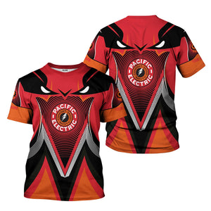 Railspirit Personalized Pacific Electric Railroad T-Shirt Vibrant Graphic Pattern Shirt For Train Enthusiasts