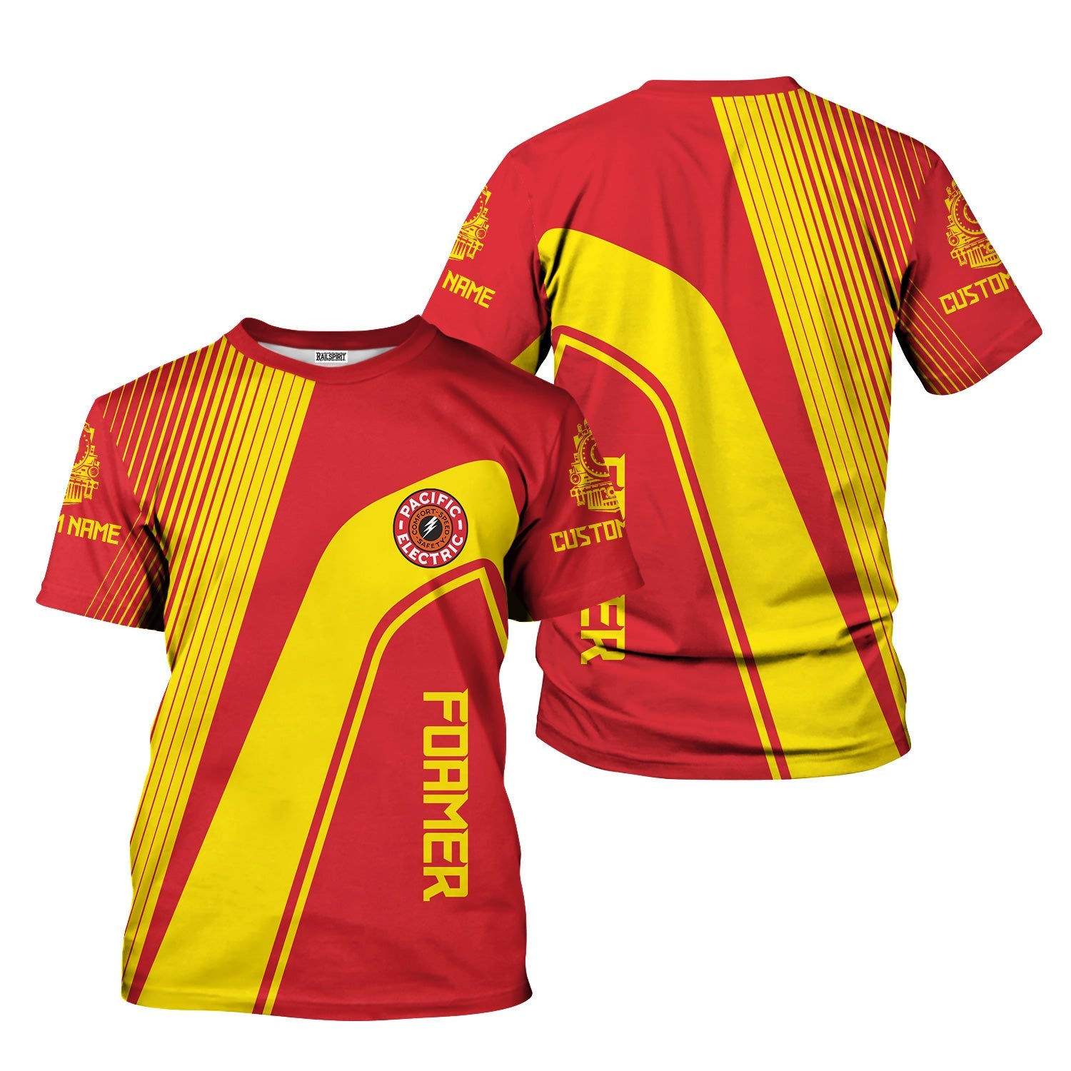 Railspirit Personalized Pacific Electric Railroad T-Shirt Vibrant Striking Style Shirt For Rail Enthusiasts