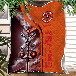 Railspirit Personalized Pacific Electric Railroad Premium Quilts Railroad Crossing Sign Quilts All Over Print