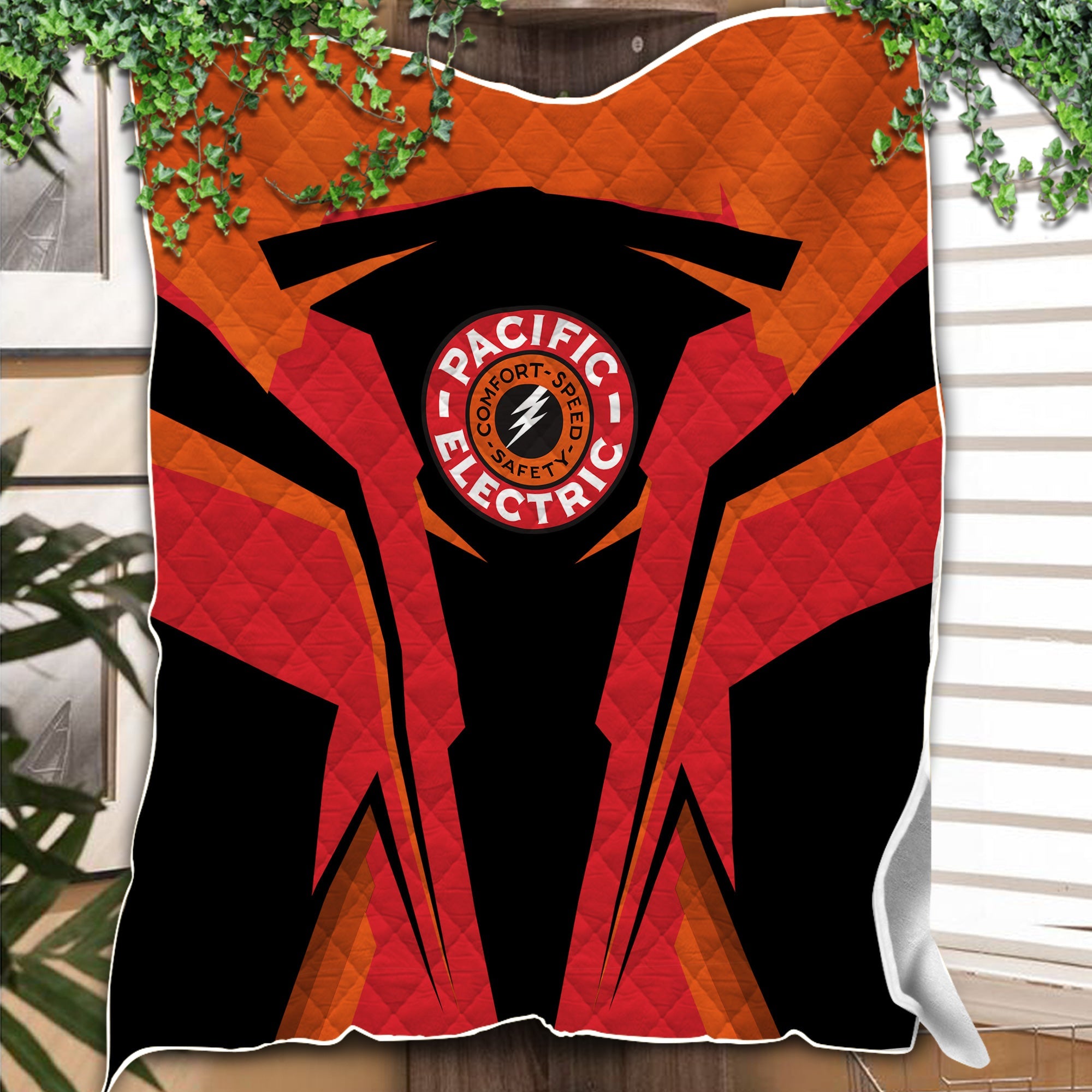 Railspirit Personalized Pacific Electric Railroad Premium Quilts Strong Line Train Premium Quilts Gift Idea For Train Lover