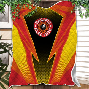 Railspirit Pacific Electric Railroad Premium Quilts Lightning Graphic Style Premium Quilts Gift Idea For Train Lover