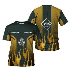 Railspirit Custom Name and Job Title Youngstown & Southern Railroad T-Shirt Flame Graphic Train Shirt