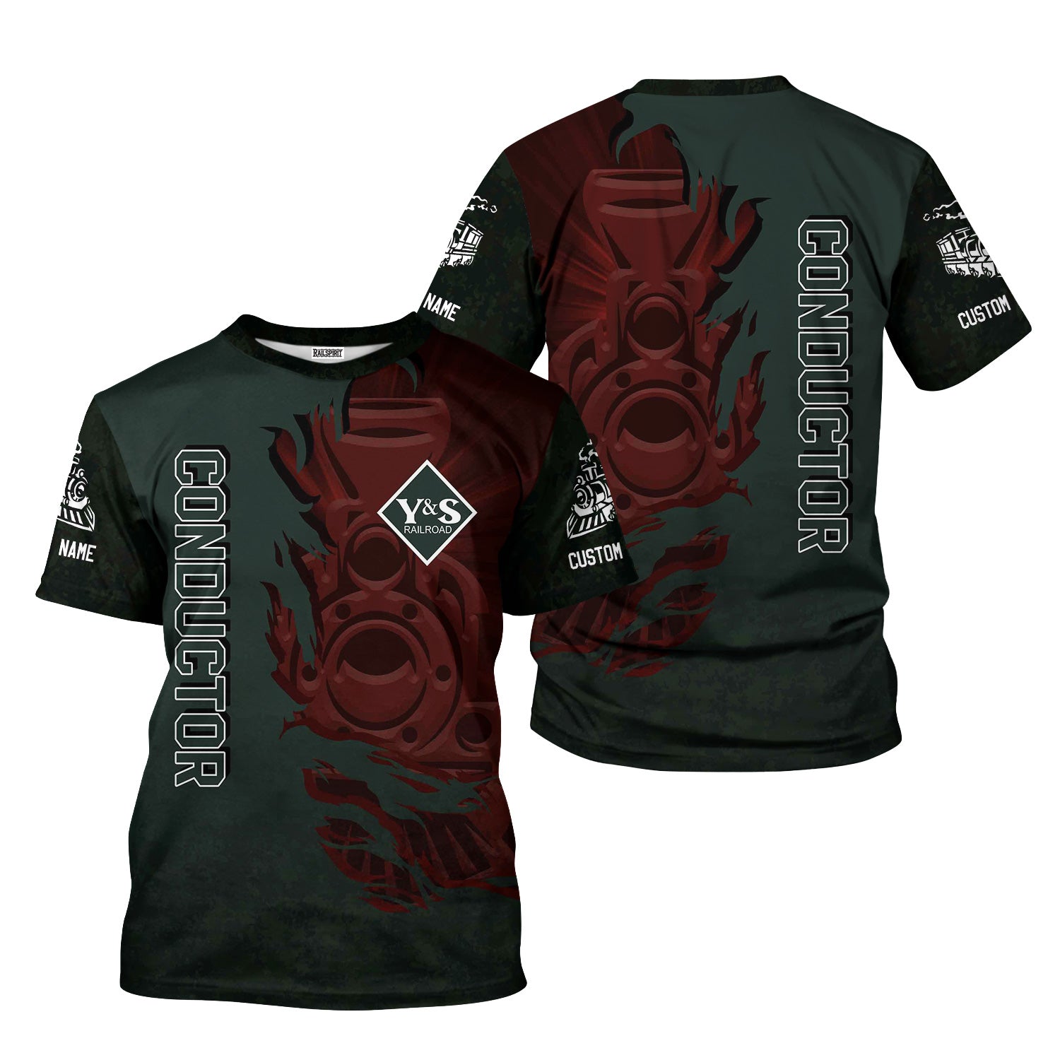 Railspirit Personalized Youngstown & Southern Railroad T-Shirt Blazing Style with Custom Position Train Shirt