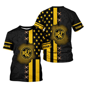 Railspirit Personalized Richmond, Fredericksburg And Potomac Railroad T-Shirt American Flag with Crack Effect Train Shirt