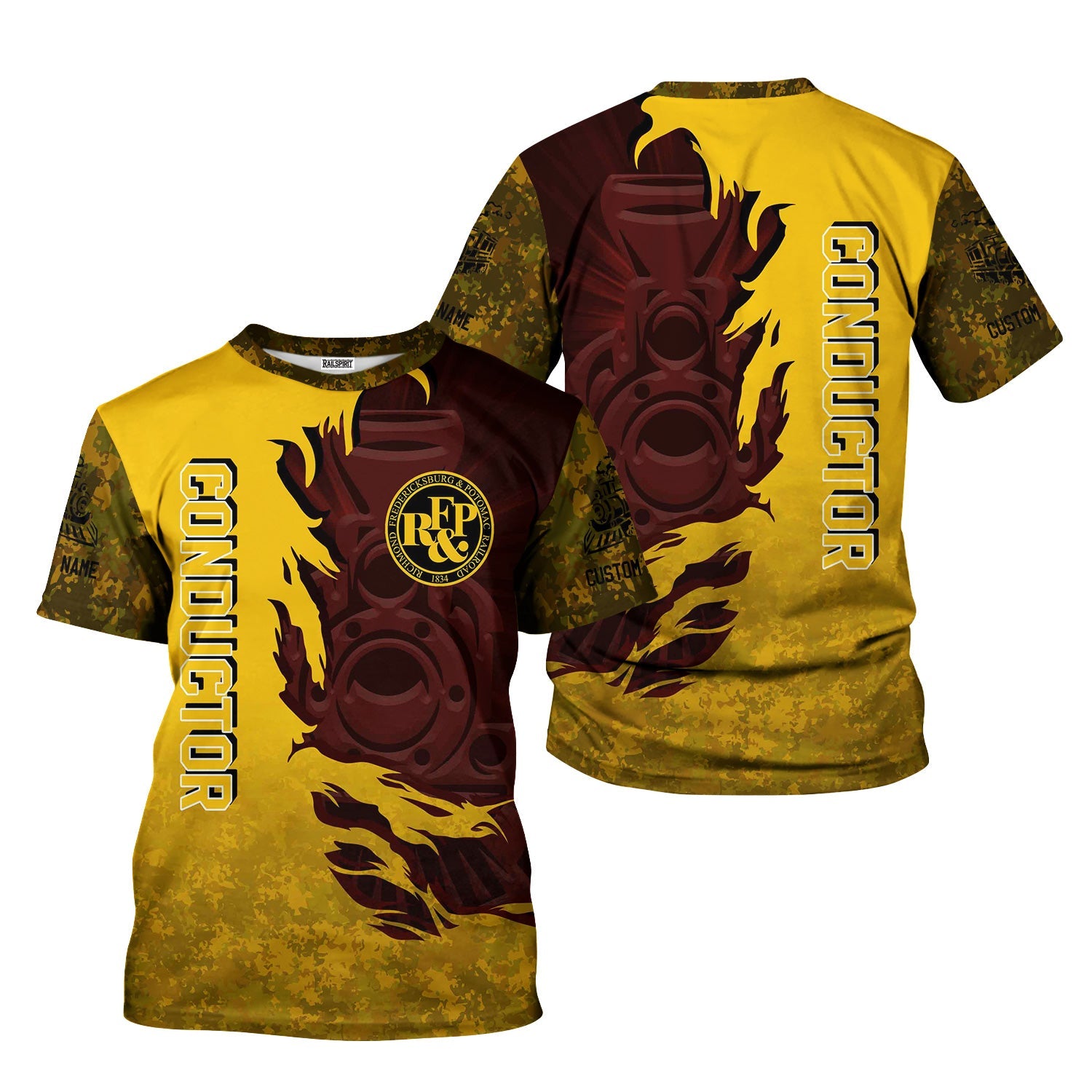 Railspirit Personalized Richmond, Fredericksburg And Potomac Railroad T-Shirt Blazing Style with Custom Position Train Shirt