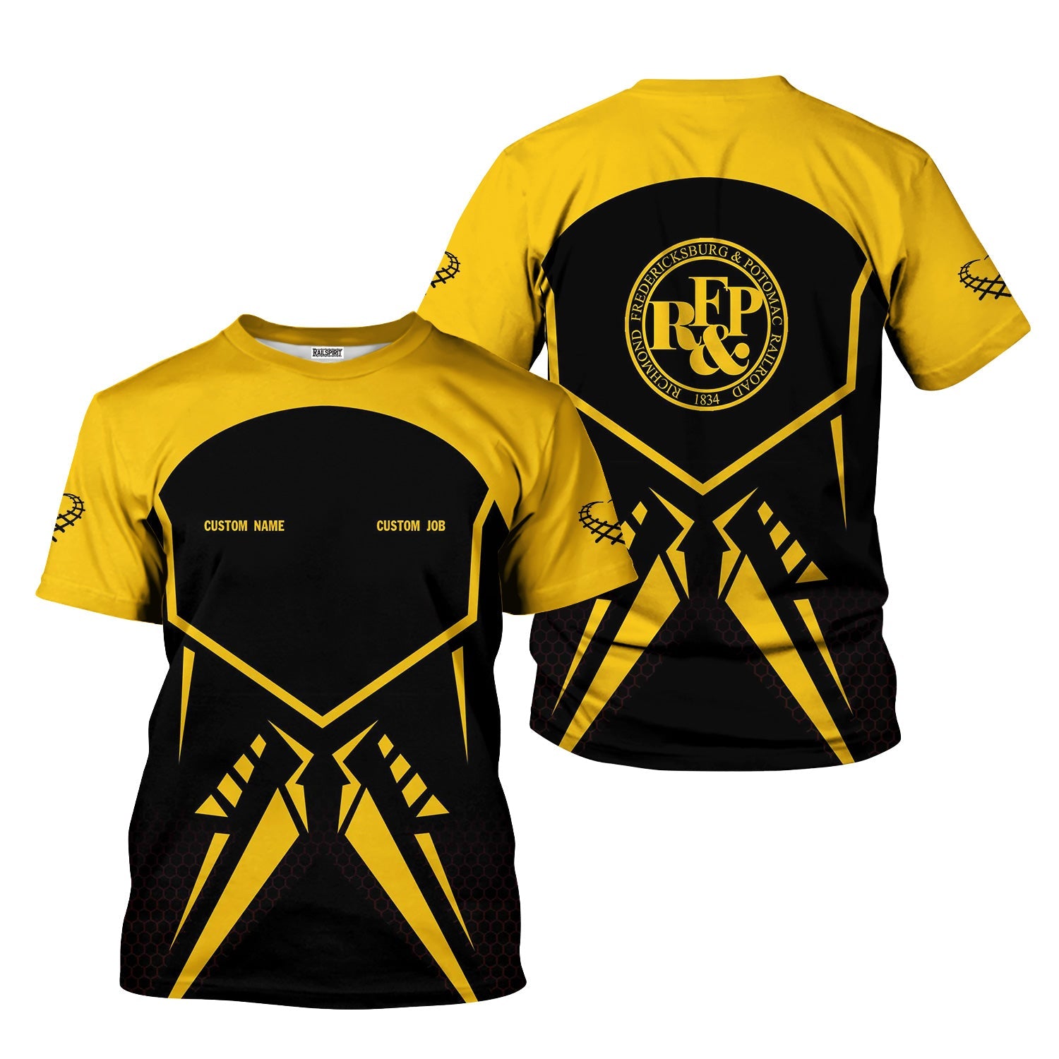 Railspirit Personalized Richmond, Fredericksburg And Potomac Railroad T-Shirt Vibriant Style with Custom Position Train Shirt