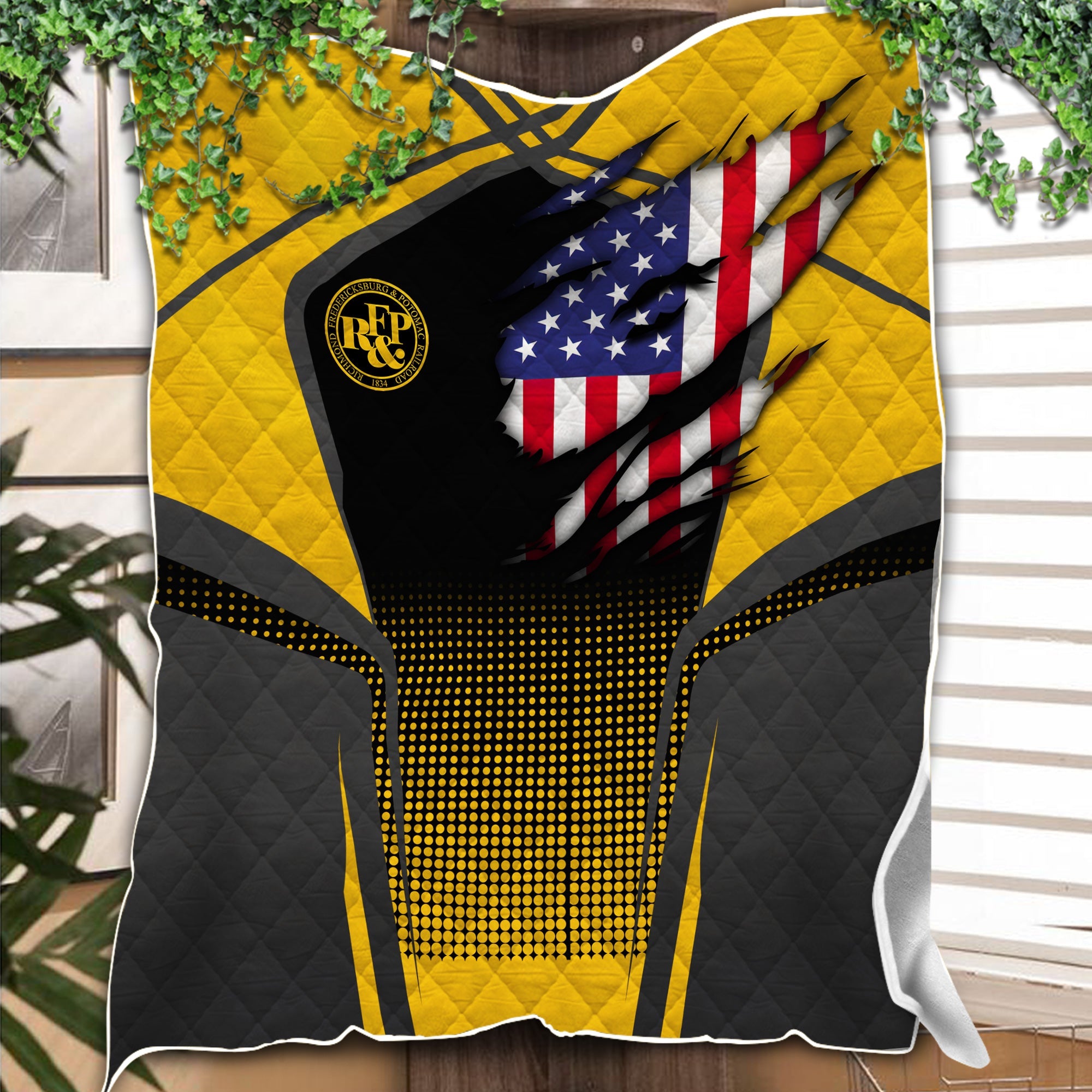 Railspirit Personalized Richmond, Fredericksburg And Potomac Railroad Premium Quilts American Vintage All Over Printed Premium Quilts