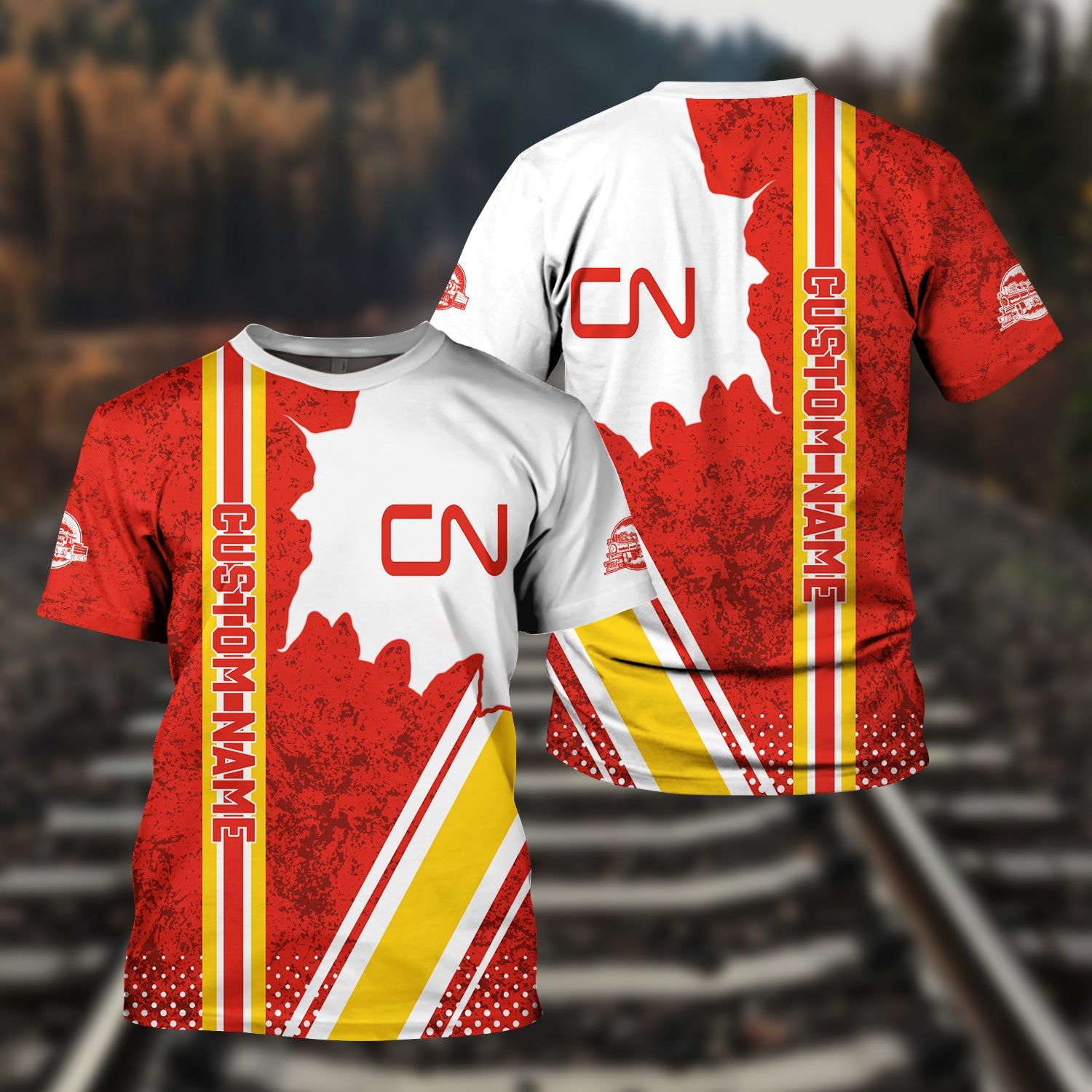Railspirit Personalized Canadian National Railroad T-Shirt All Over Printed Unisex Shirt