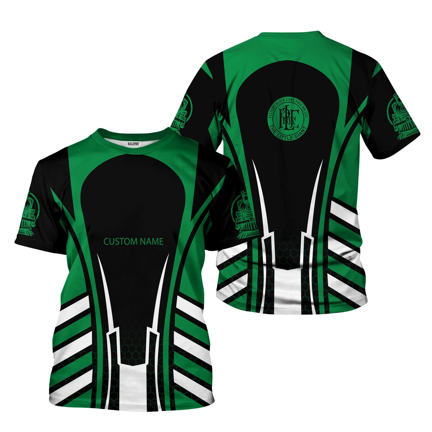 Railspirit Personalized Pittsburgh And Lake Erie Railroad T-Shirt Striped Railroad Style Train Shirt All Over Print