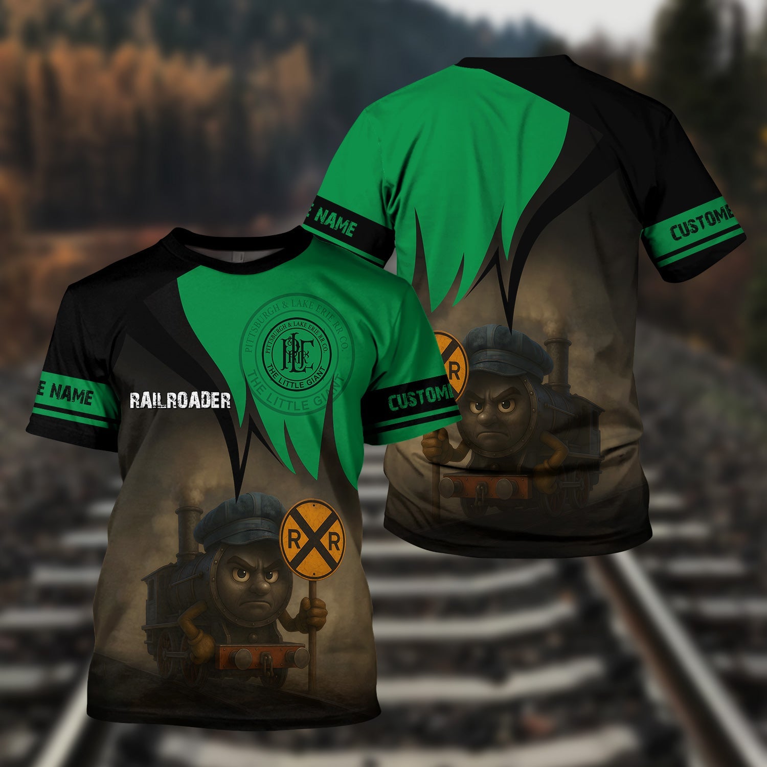 Railspirit Personalized Pittsburgh And Lake Erie Railroad T-Shirt Angry Train Shirt Gift Idea For Train Lover
