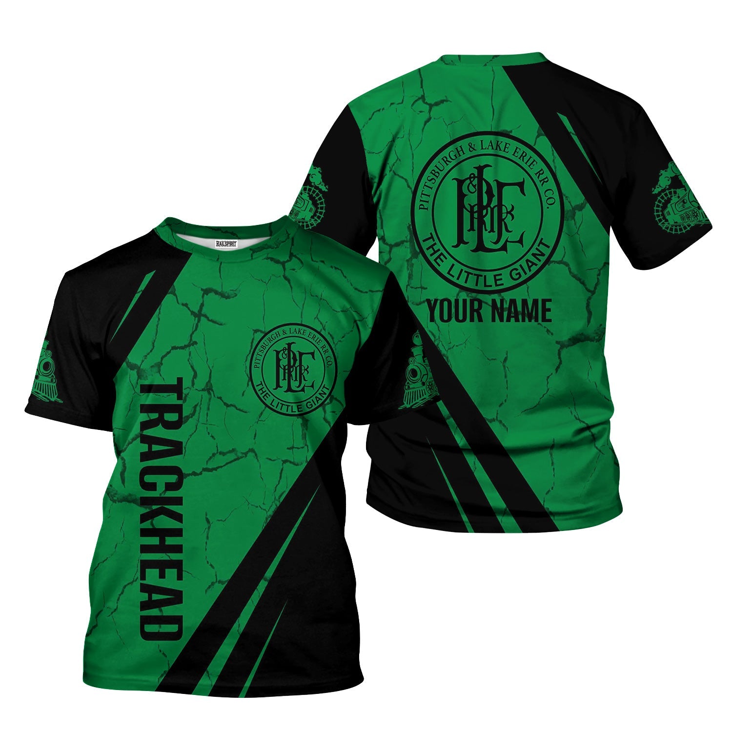 Railspirit Personalized Pittsburgh And Lake Erie Railroad T-Shirt Crackle Texture Style Shirt For Trackhead