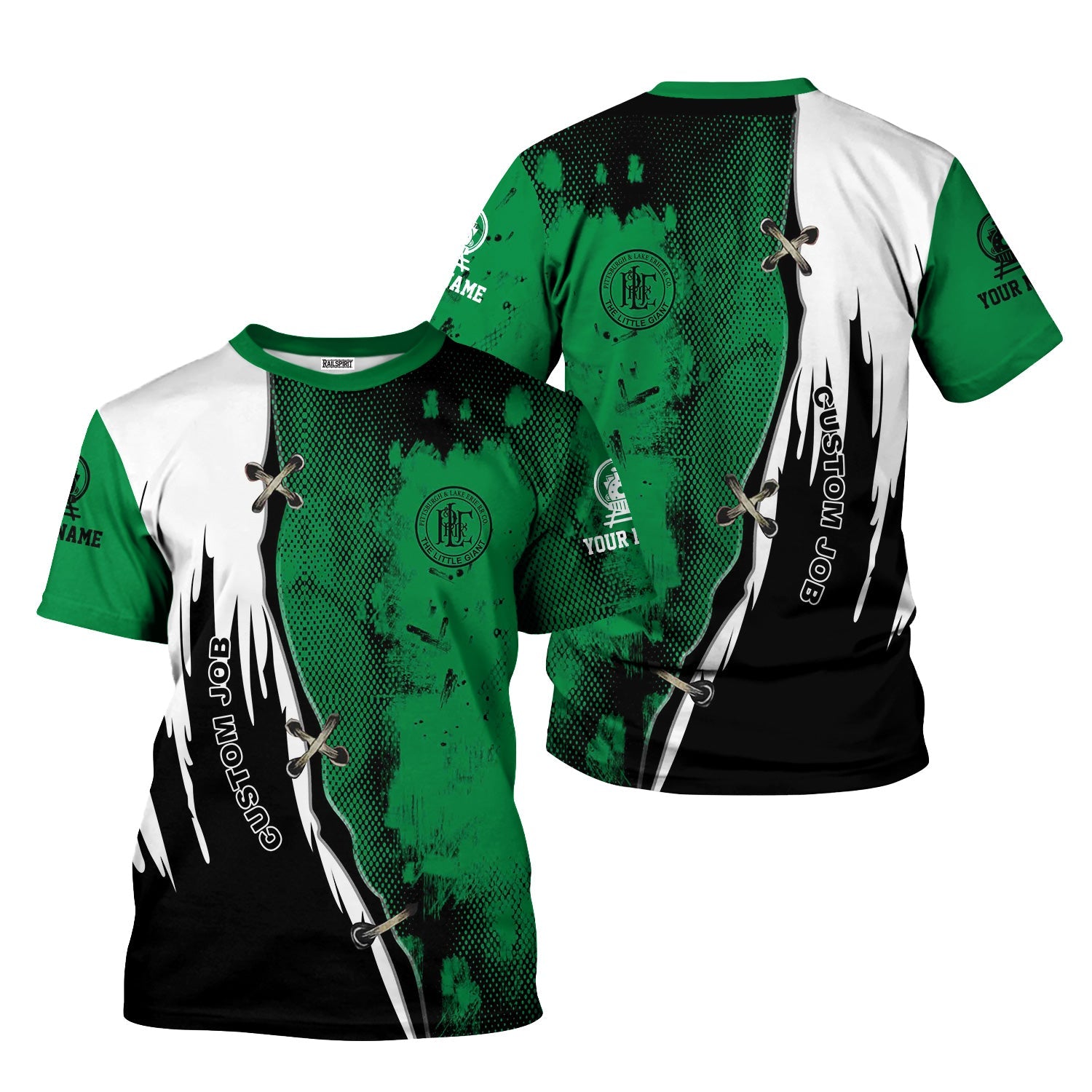 Railspirit Personalized Pittsburgh And Lake Erie Railroad T-Shirt Retro Stitches Design with Custom Position Train Shirt