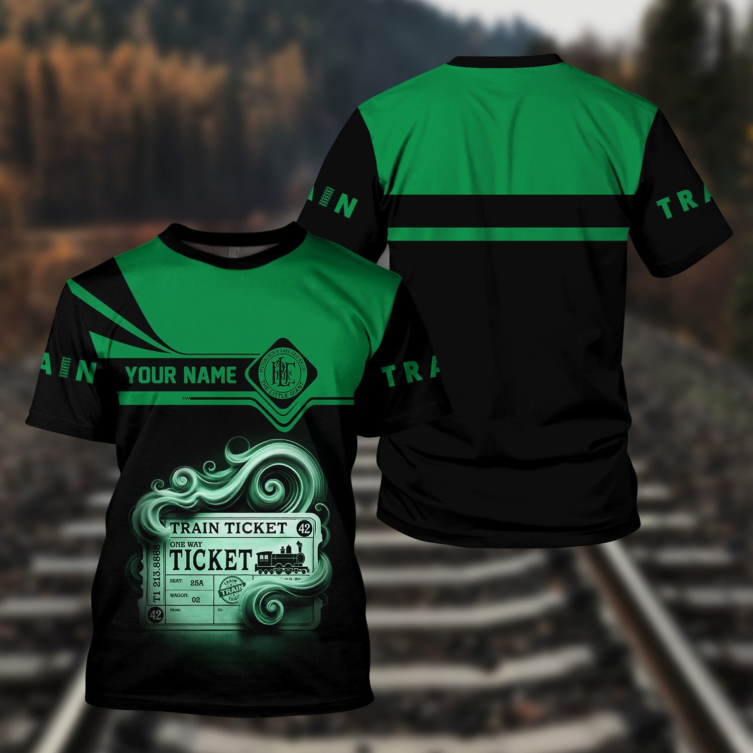 Railspirit Personalized Pittsburgh And Lake Erie Railroad T Shirt Train Ticket American Locomotive Printed Train