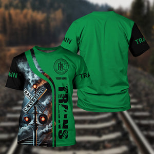 Railspirit Custom Name Pittsburgh And Lake Erie Railroad T Shirt Railroad Crossing Sign Train Shirt All Over Print