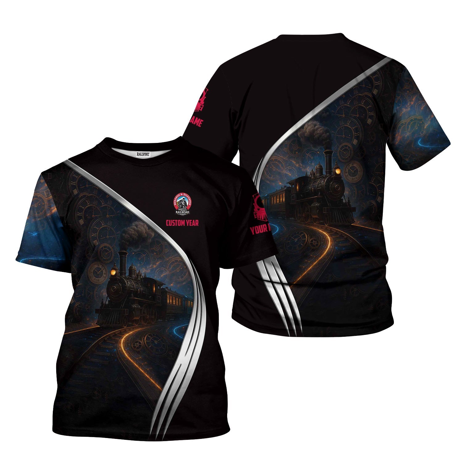 Railspirit Personalized Durango And Silverton Narrow Gauge Railroad T-Shirt Steampunk Locomotive with Custom Year Train Shirt