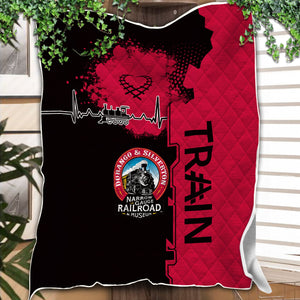 Railspirit Durango And Silverton Narrow Gauge Railroad Premium Quilts Engine Heartbeat and Track Love Style Quilts Gift Idea For Train Lovers