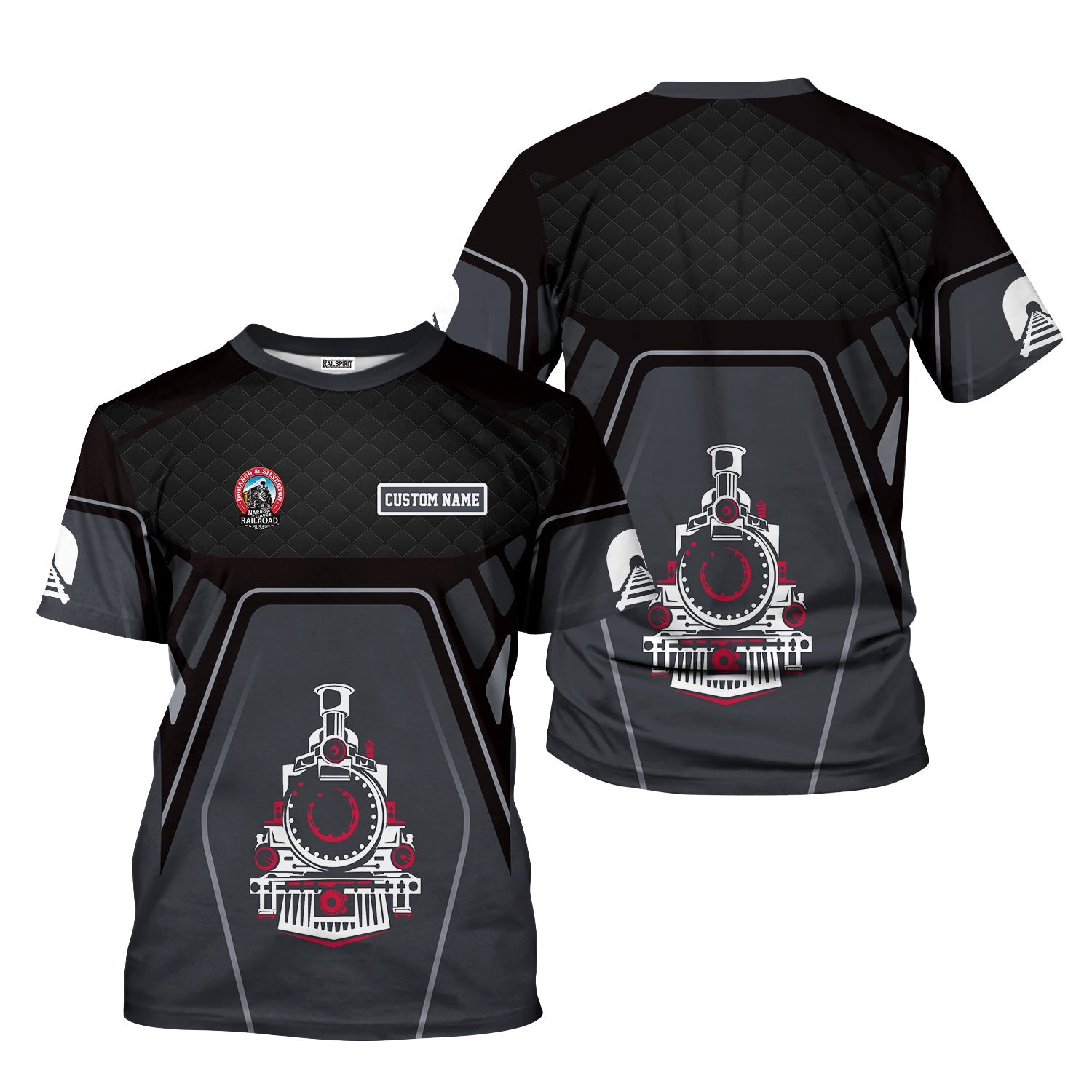 Railspirit Personalized Durango And Silverton Narrow Gauge Railroad T-Shirt Steam Locomotive Engine Graphic Train Shirt All Over Print