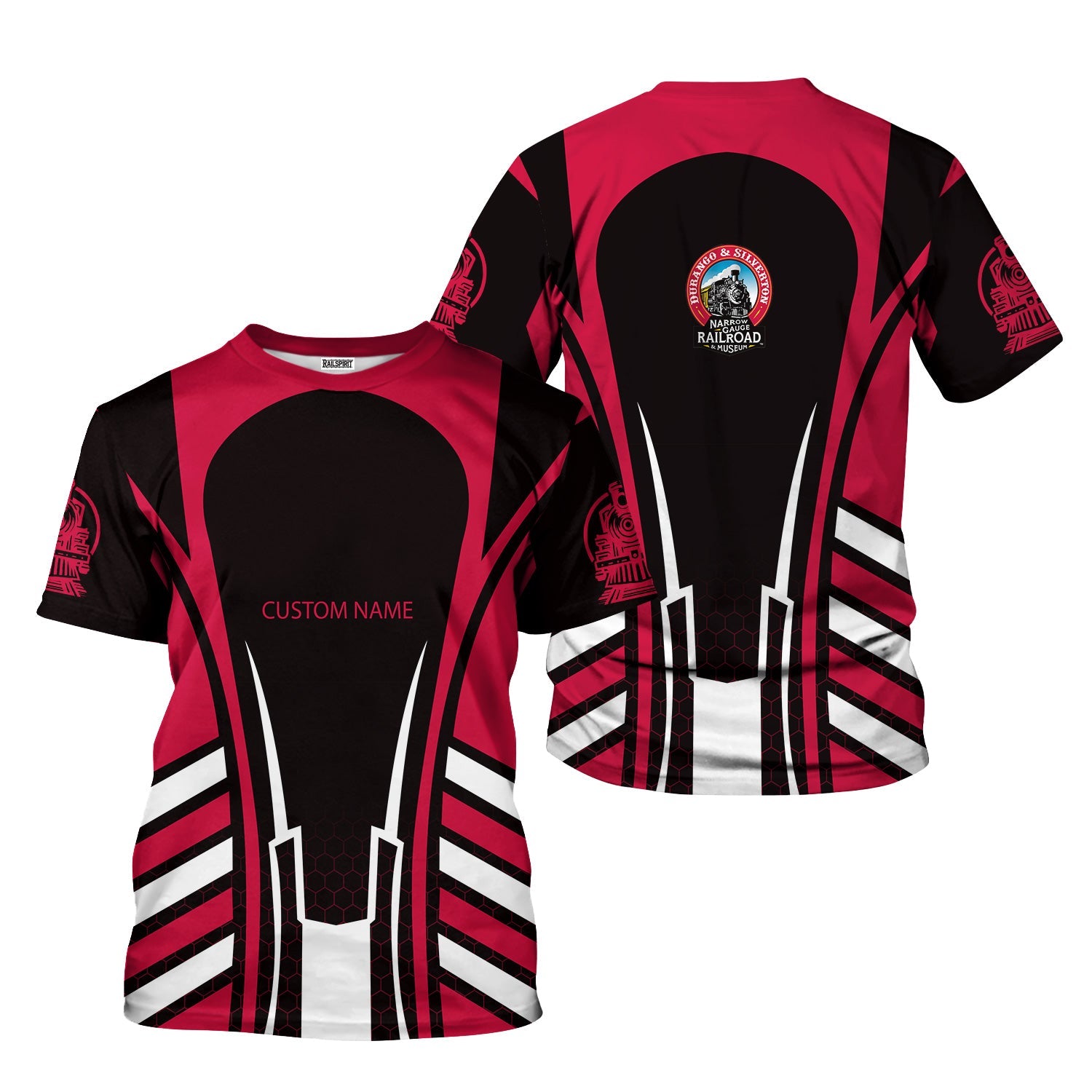 Railspirit Personalized Durango And Silverton Narrow Gauge Railroad T-Shirt Striped Railroad Style Train Shirt All Over Print