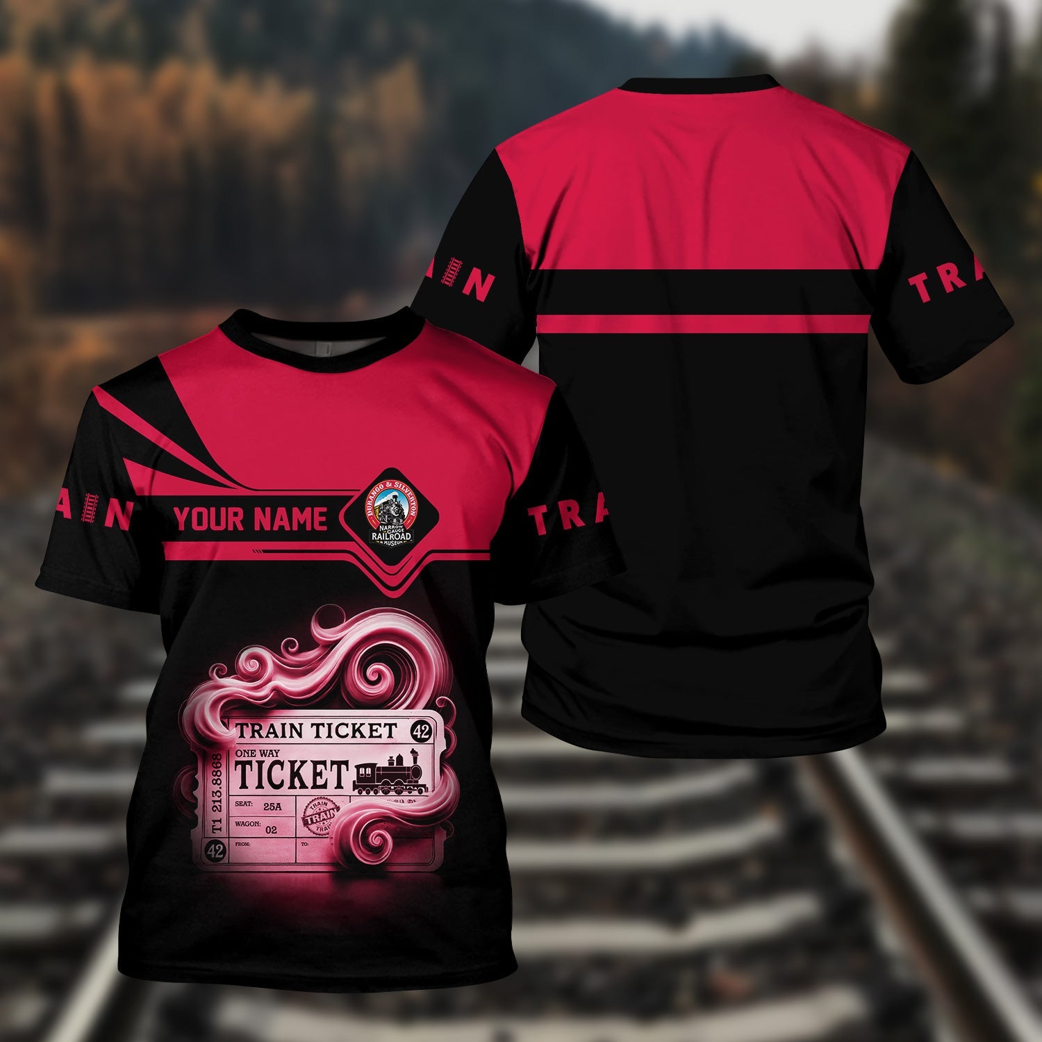 Railspirit Personalized Durango And Silverton Narrow Gauge Railroad T Shirt Train Ticket American Locomotive Printed Train