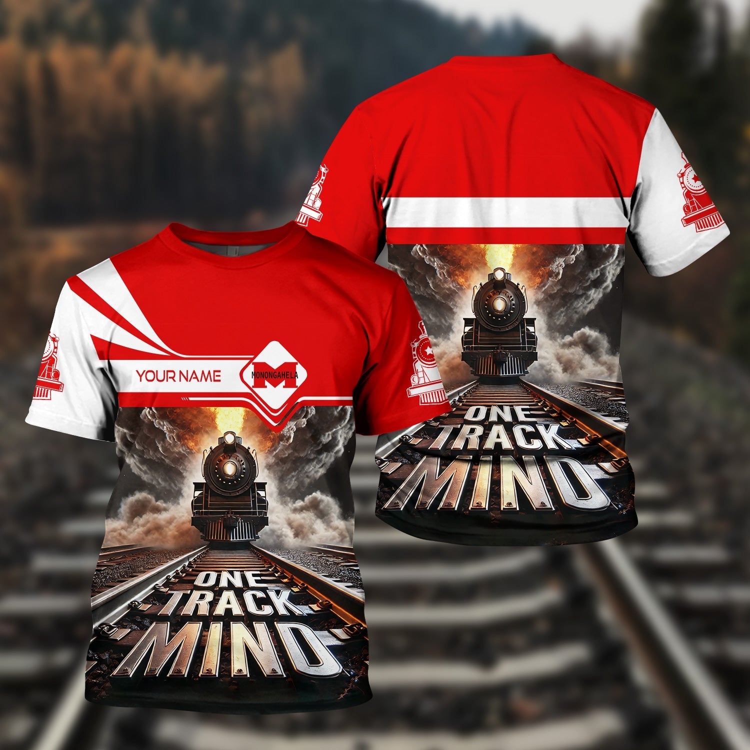 Railspirit Personalized Monongahela Railroad T Shirt One Track Mind Train Printed Shirt