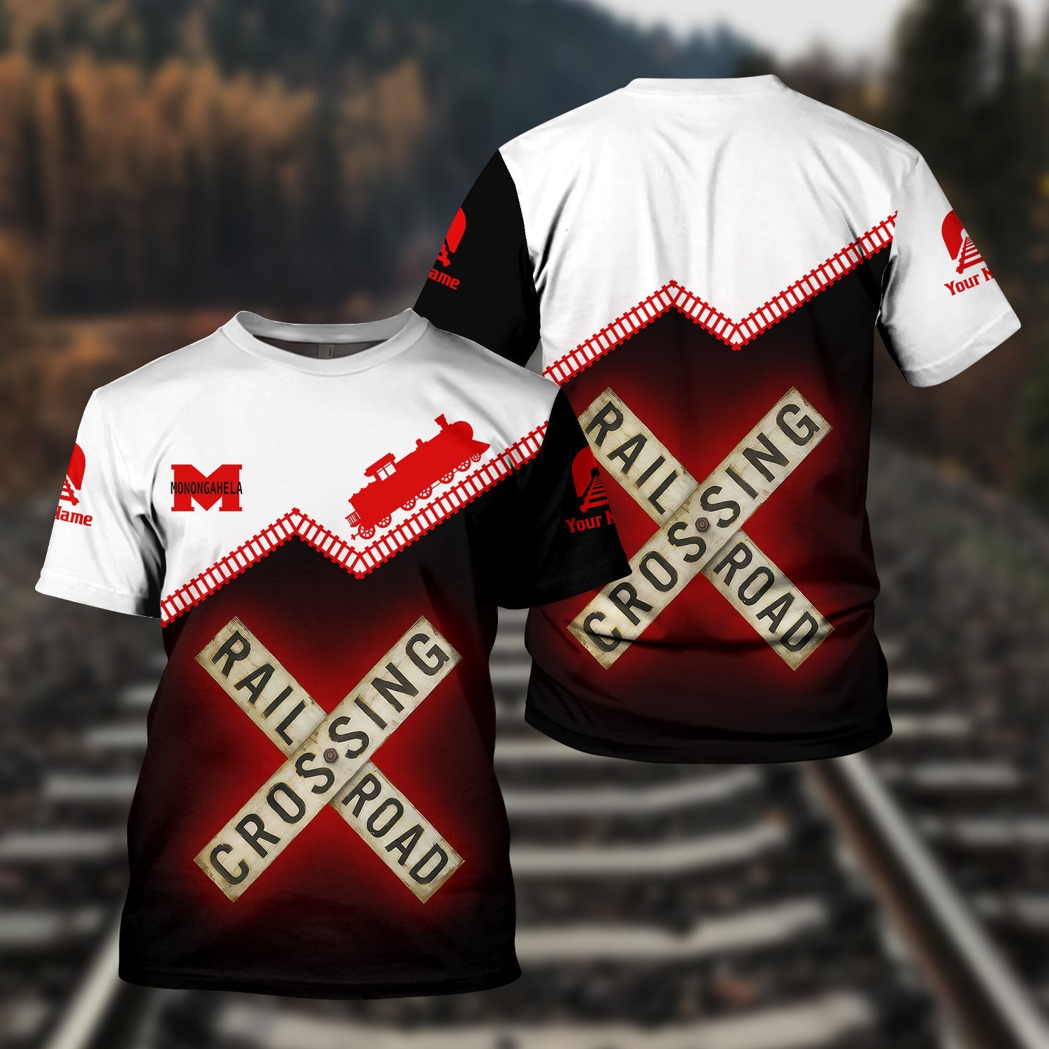 Railspirit Personalized Monongahela Railroad T Shirt Railroad Crossing Printed Train Track Shirt