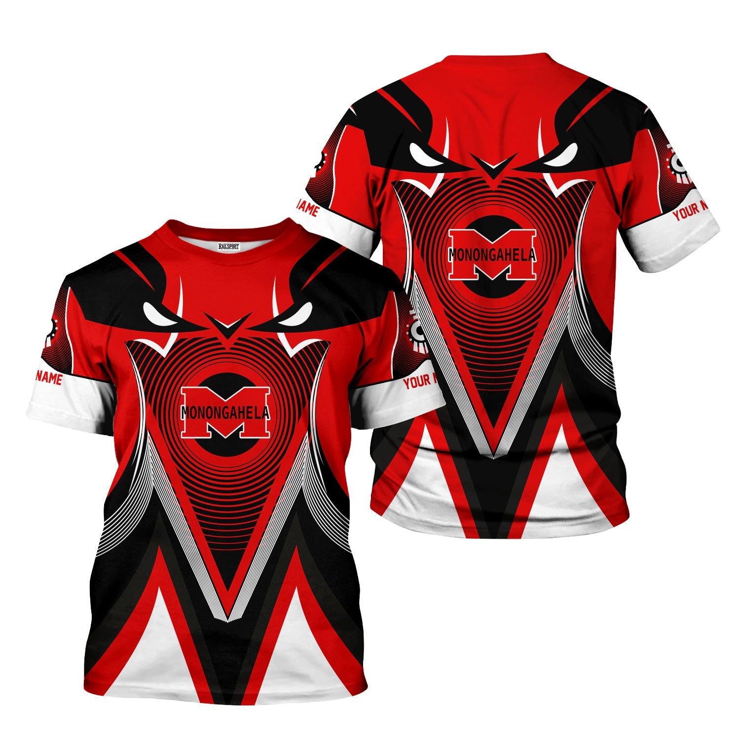 Railspirit Personalized Monongahela Railroad T-Shirt Vibrant Graphic Pattern Shirt For Train Enthusiasts