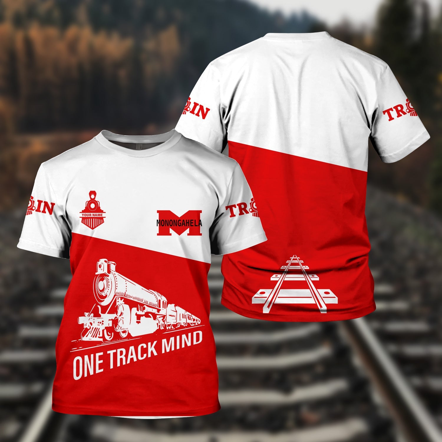 Railspirit Personalized Monongahela Railroad T Shirt One Track Mind Unisex Train Shirt Gift Idea For Train Lover